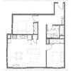 Floor plan for 2 beds, 1 bath, 813 sqft